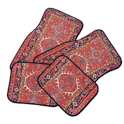 Vintage Autofußmatten rot im Perser-Teppich-Look – 4-teilig & universal